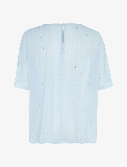 Blouse transparente à motifs étoilés - bleu ciel - 2
