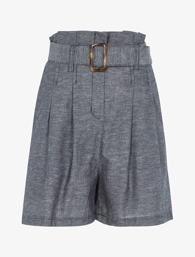 Short taille empire en lin - marine - 1