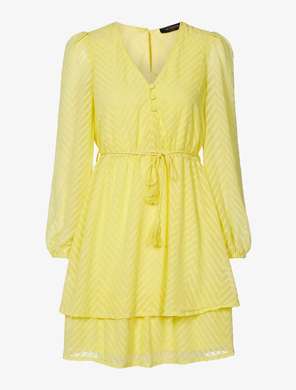 Robe dentelle piquetée - jaune - 1