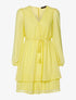 Robe dentelle piquetée - jaune - 1