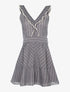 Robe rayée à jabot - gris foncé/blanc - 1