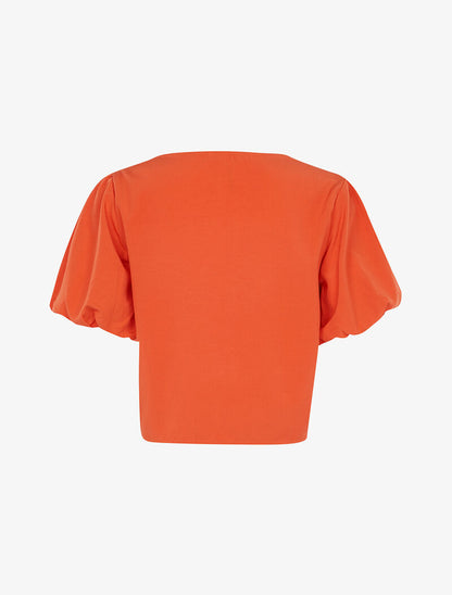 Crop top à manches bouffantes évasées - orange - 2