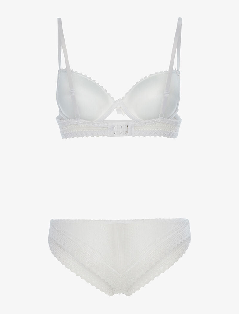 Ensemble dentelle ajourée et tanga - ecru - 2