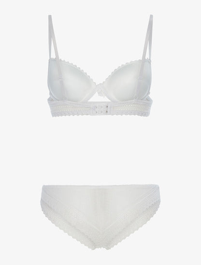 Ensemble dentelle ajourée et tanga - ecru - 2