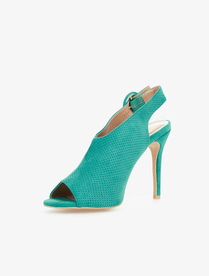 Sandales peep-toes piquetées - turquoise - 3