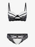 Ensemble à empiècements dentelle et tanga - noir/blanc - 3