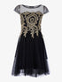 Robe ornée de broderie et tulle - noir/or - 1