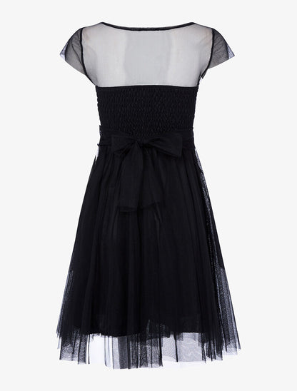 Robe ornée de broderie et tulle - noir/or - 2