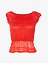 Top court en résille et dentelle - rouge - 1