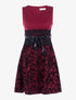 Robe à motifs dentelle en velours - lie de vin - 1
