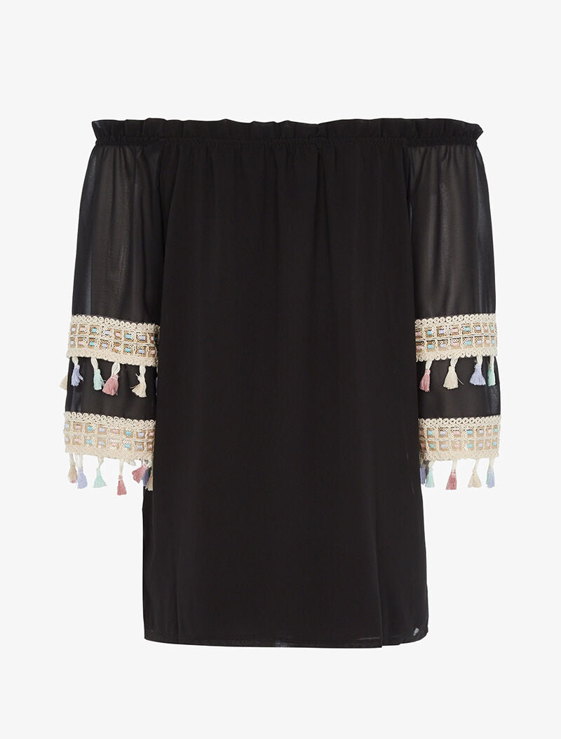 Top à manches stylisées - noir - 2