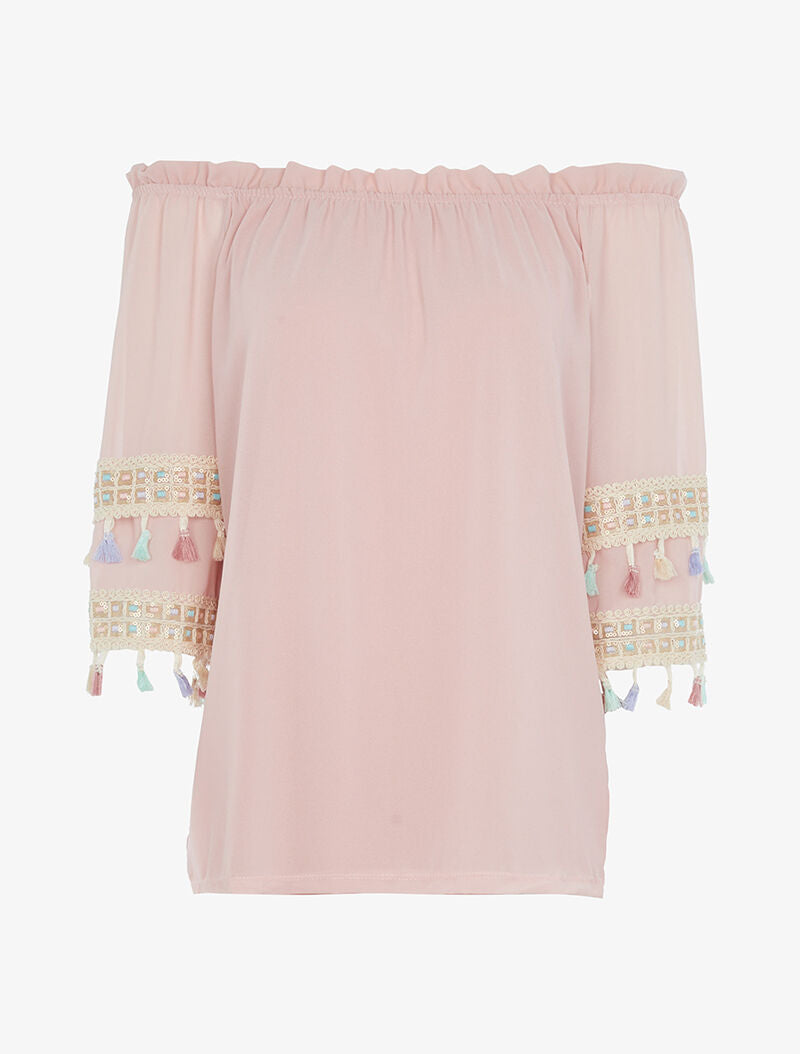 Top à manches stylisées - rose poudré - 1