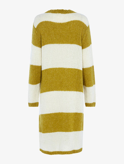 Gilet long oversize à rayures - moutarde/écru - 2