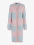 Gilet long oversize à rayures - rose/gris - 1