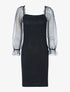 Robe côtelée pailletée à manches bouffantes en voile - noir - 1