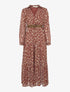 Robe en voile transparent imprimé feuillage doré - brique - 3