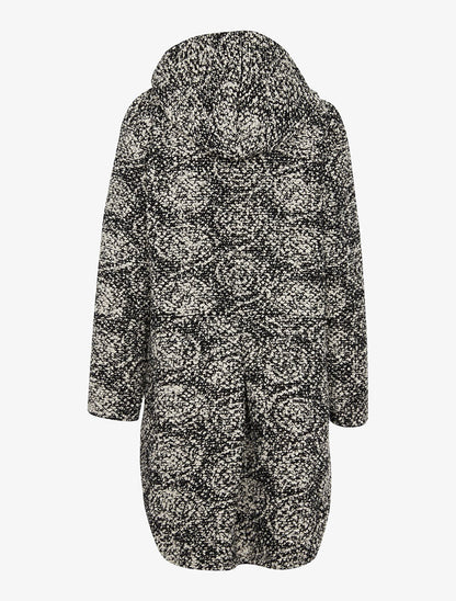 Manteau en laine bouclette mouliné - noir/écru - 2