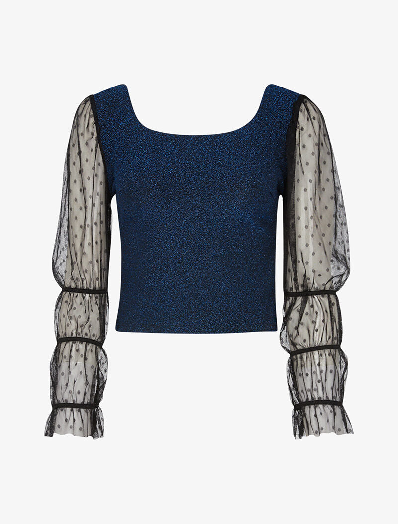 Crop top scintillant - bleu électrique - 3