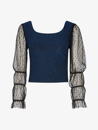 Crop top scintillant - bleu électrique - 3