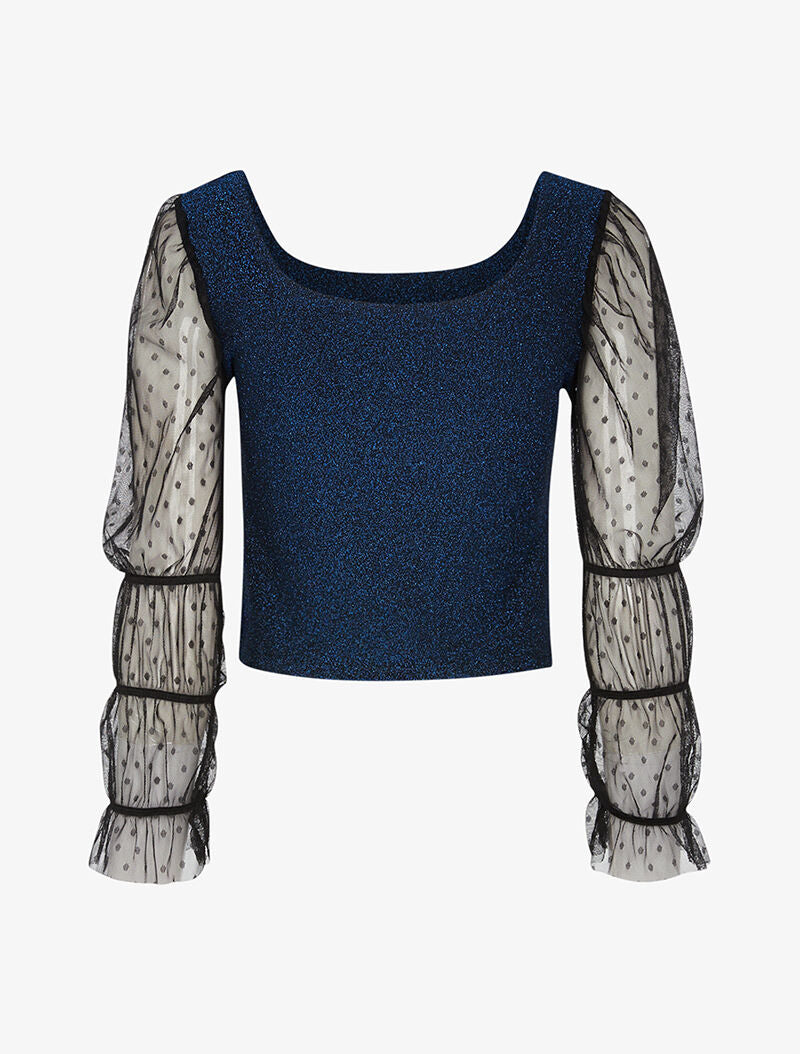 Crop top scintillant - bleu électrique - 2