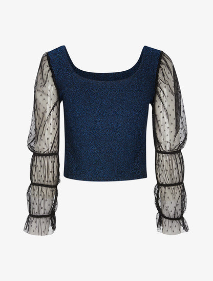 Crop top scintillant - bleu électrique - 2