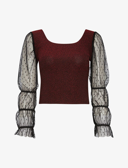 Crop top scintillant - rouge - 3