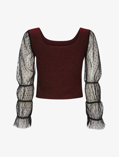 Crop top scintillant - rouge - 2