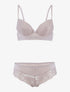 Ensemble à empiècement broderie fleurie - taupe - 1