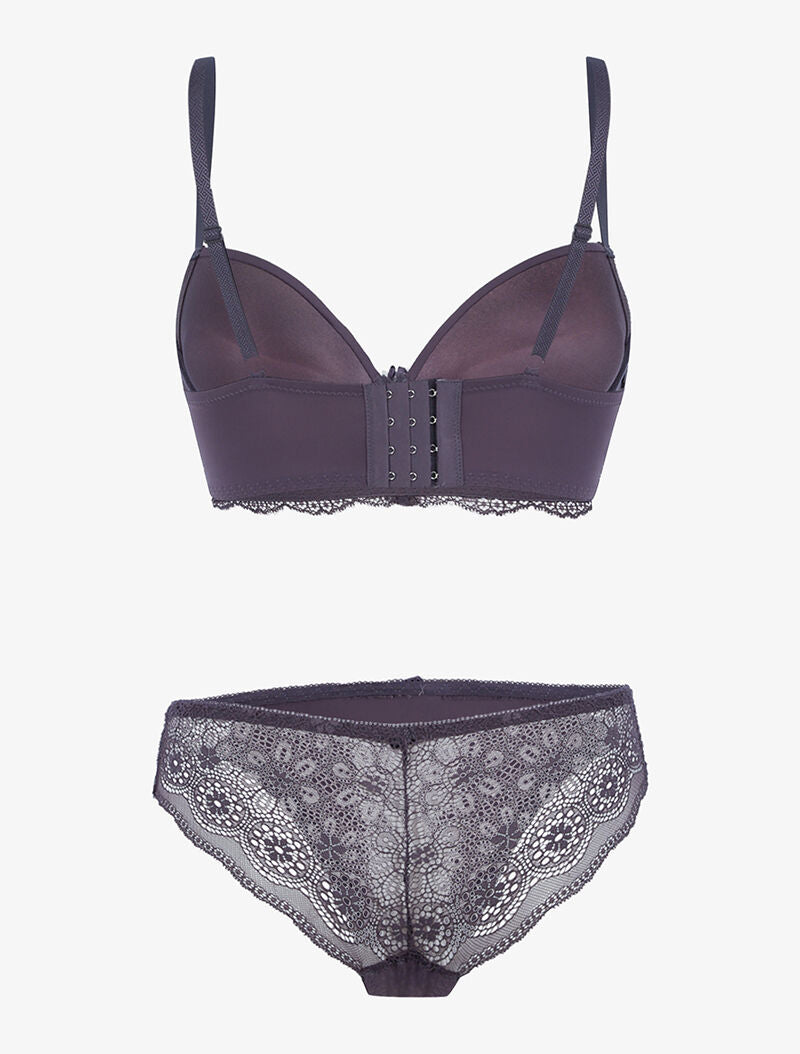 Ensemble bustier à empiècements dentelle - gris foncé - 2
