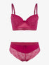 Ensemble bustier à petites fleurs en dentelle - rouge - 1