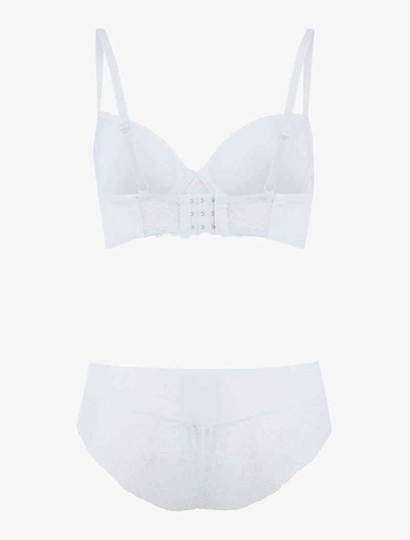 Ensemble bustier à petites fleurs en dentelle - ecru - 2