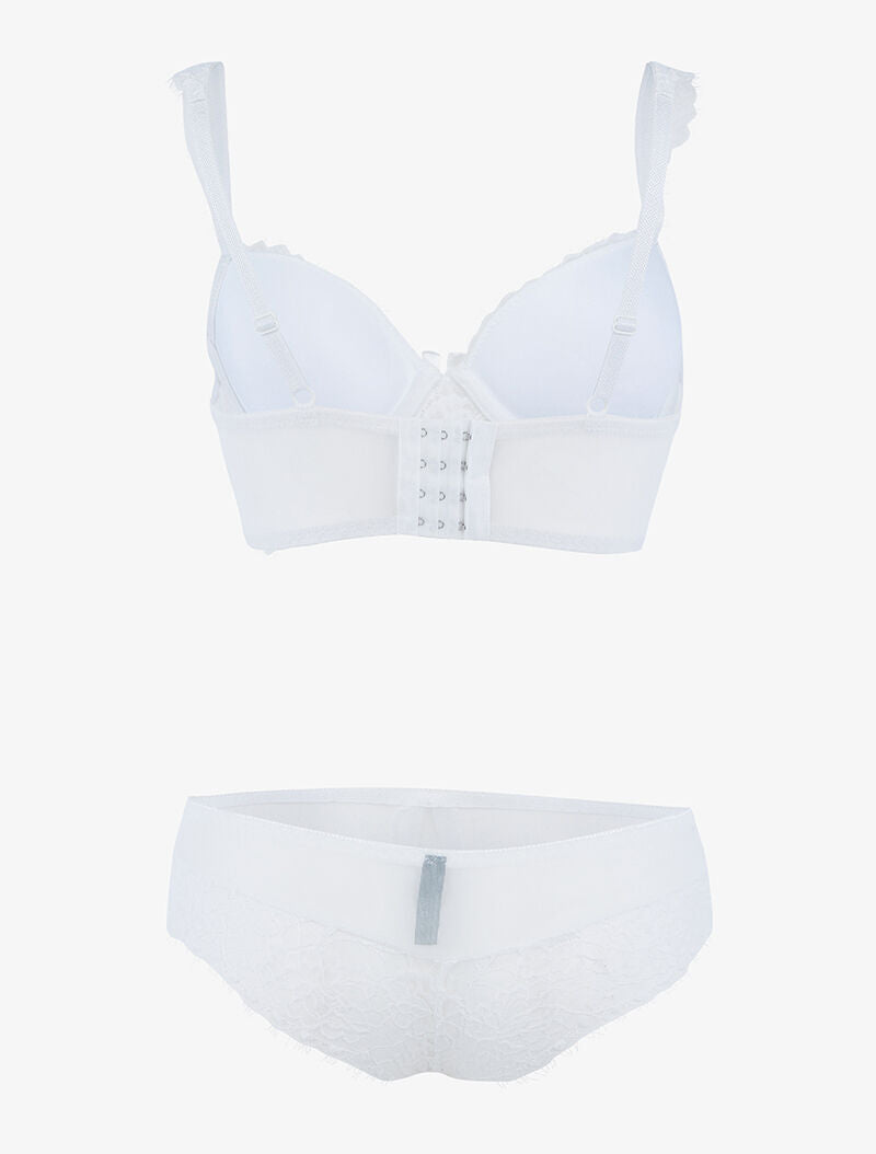 Ensemble en résille et dentelle fleurie - ecru - 2