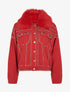 Veste en jean cloutée doublure amovible - rouge - 1