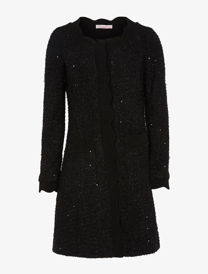 Veste effet tweed à détails vagues et sequins - noir - 1