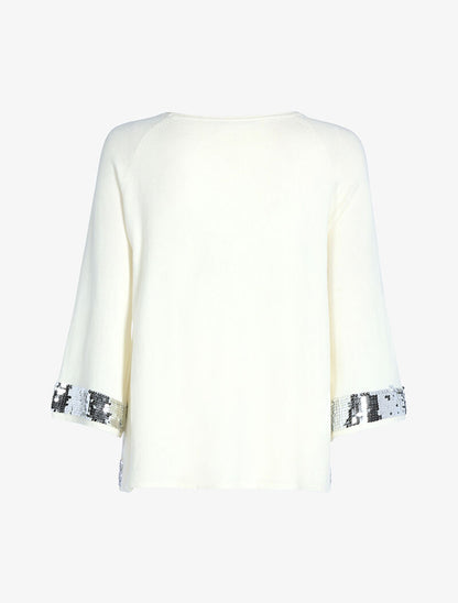 Pull doux à bords sequins - beige - 2
