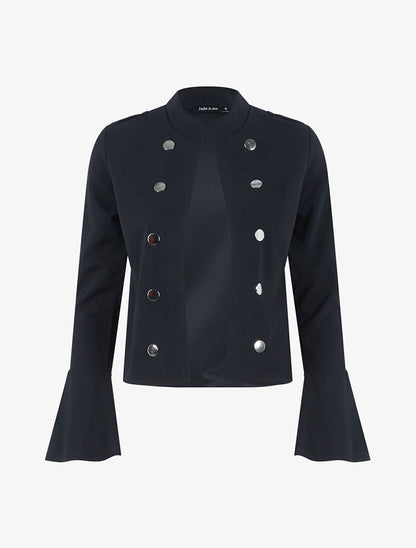 Veste boutonnée à bords coupe franche - noir - 3