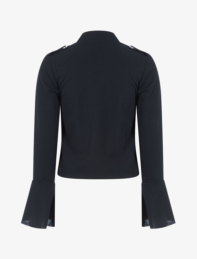 Veste boutonnée à bords coupe franche - noir - 2