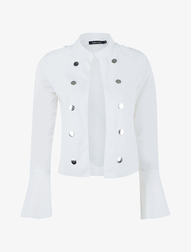 Veste boutonnée à bords coupe franche - blanc - 1