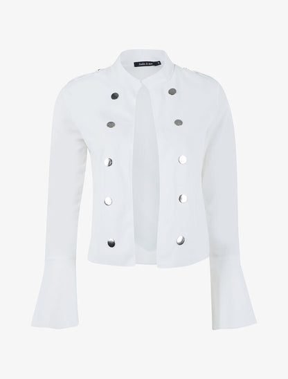 Veste boutonnée à bords coupe franche - blanc - 1