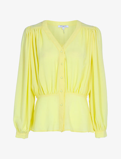 Chemisier coupe boule à taille cintrée - jaune - 1