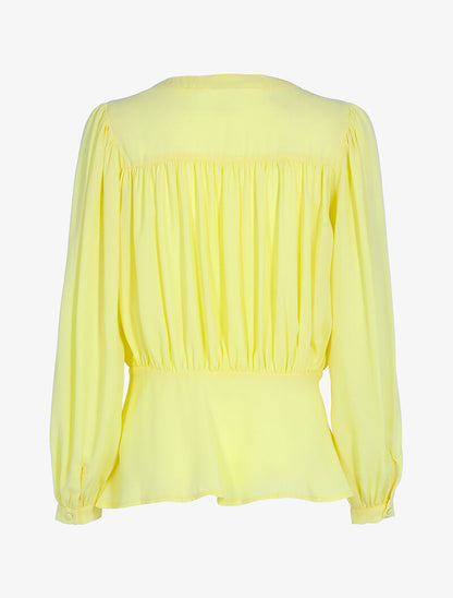 Chemisier coupe boule à taille cintrée - jaune - 2