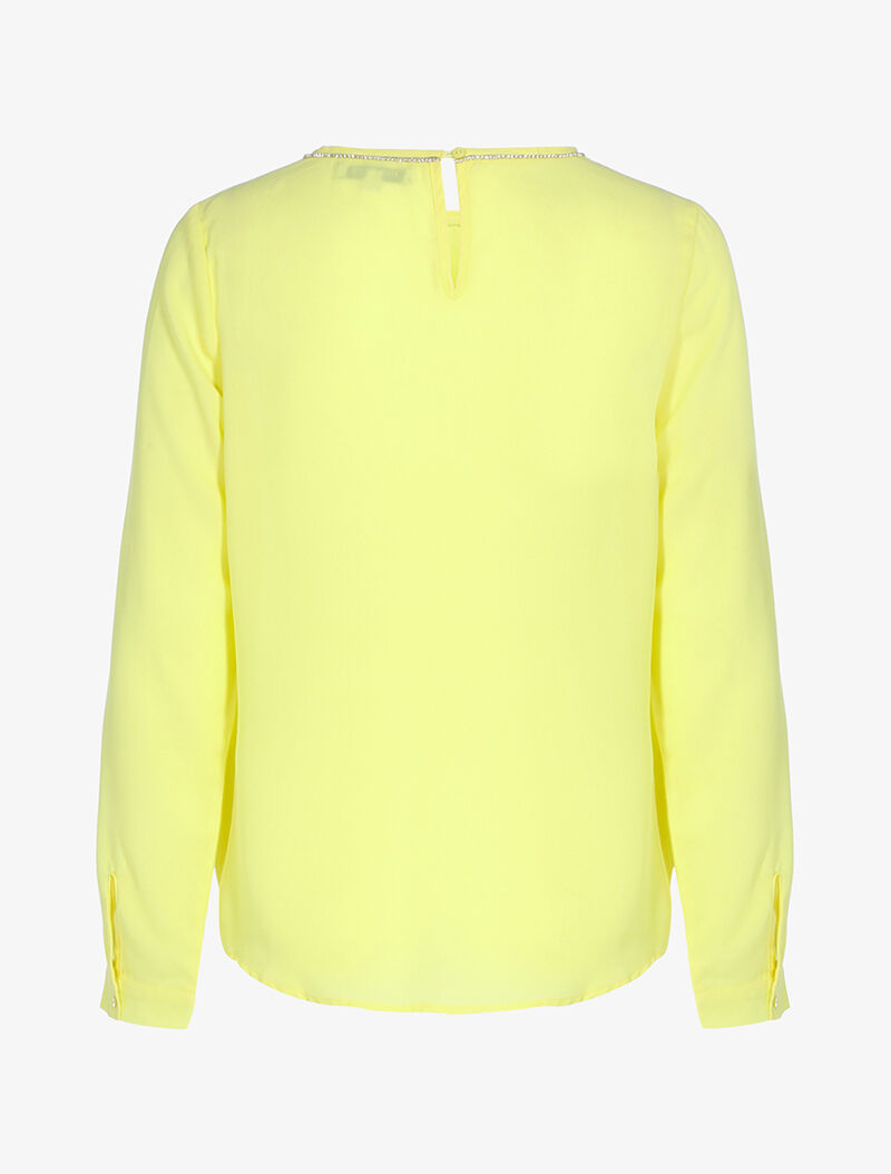 Blouse à col orné de strass - jaune - 2