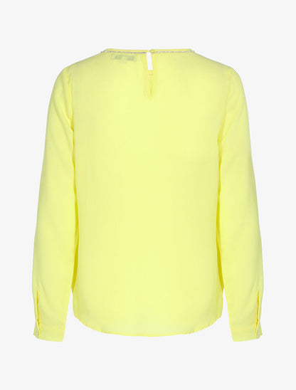 Blouse à col orné de strass - jaune - 2