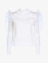 Pull bi matière à manches gigot - blanc - 3