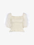 Crop top à manches bouffantes volantées - beige - 1