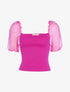 Crop top à manches courtes bouffantes - fushia - 1