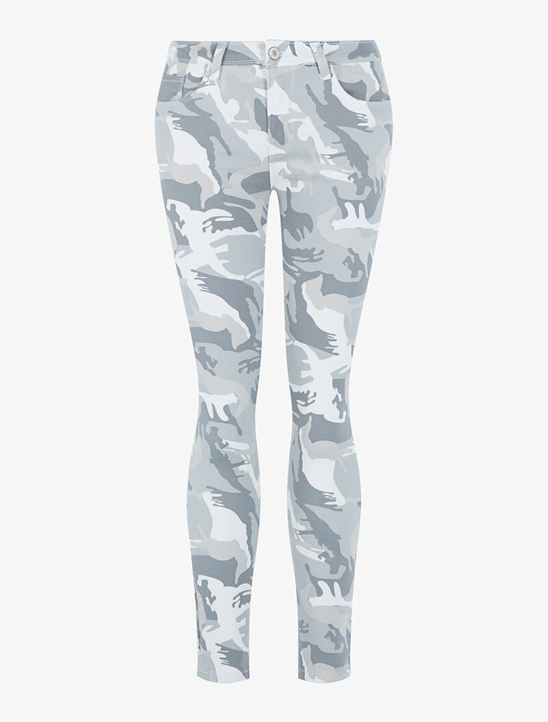 Jean skinny imprimé treillis - gris clair - 1