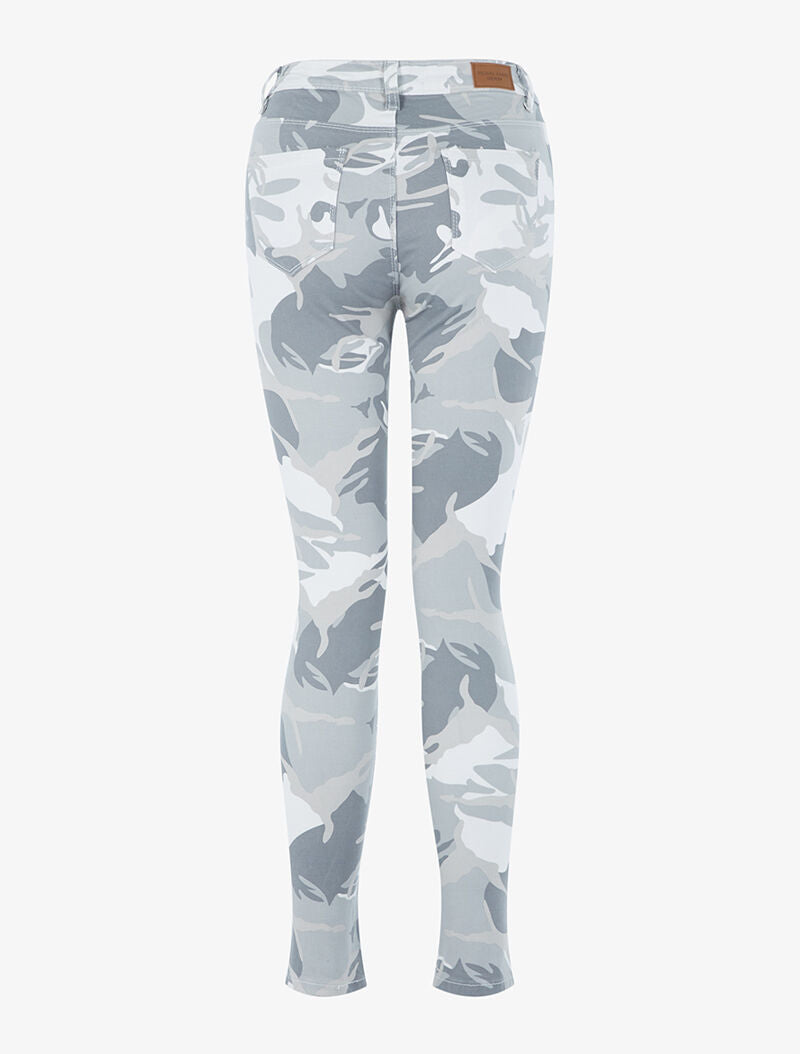 Jean skinny imprimé treillis - gris clair - 2