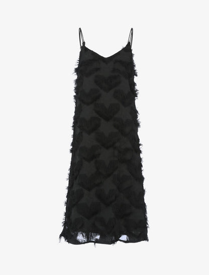 Robe à étoiles et coeurs frangés - noir - 1