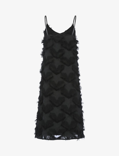 Robe à étoiles et coeurs frangés - noir - 2